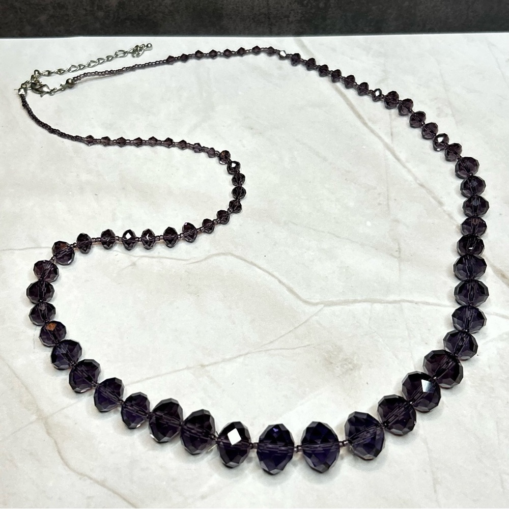Bold Purple Faceted Beads Beaded Necklace - Picture 4 of 4